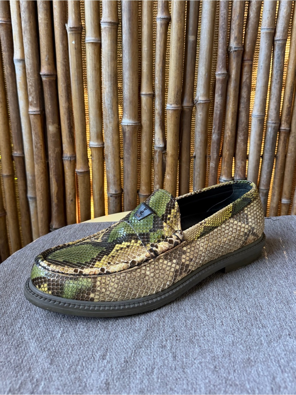 YVES SAINT LAURENT men’s genuine snake skin loafers